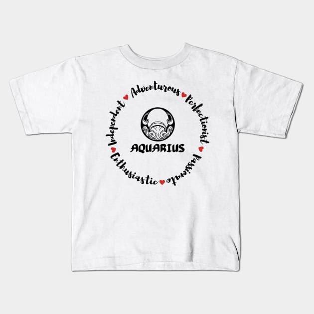 Aquarius ♒🏺 Zodiac Sign Astrology Kids T-Shirt by Bro Aesthetics